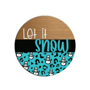 Snowman Leopard Pattern Let it Snow Round Door Hanger SVG laser file Wood Digital Cutting Glowforge