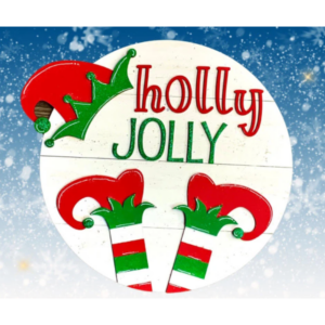 Christmas Elf Legs Shoes and Hat Holly Jolly Door Hanger SVG laser file Digital Cut File Wood Cutting template