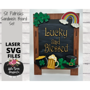 St Patricks Day Interchangeable Chalkboard Sandwich Board Set SVG file Digital Cut File Laser Wood Cutting template