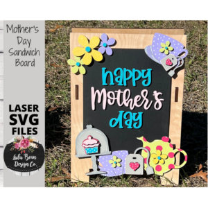 Mother’s Day Interchangeable Chalkboard Sandwich Board Set SVG file Digital Cut File Laser Wood Cutting template