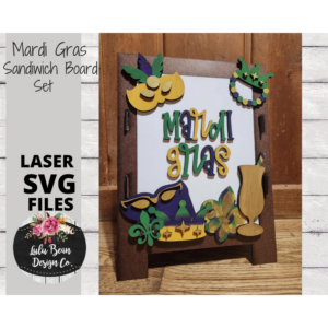 Mardi Gras Interchangeable Chalkboard Sandwich Board Set SVG file Digital Cut File Laser Wood Cutting template