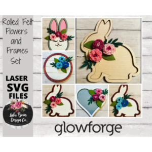 Rolled Felt Flowers and Set of Four Frames Digital Cut File Laser Cutting svg Glowforge
