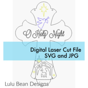 Cross Nativity Scene Christmas O Holy Night Door Hanger Digital Cut File Laser Wood Cutting SVG template