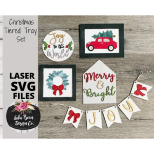 Christmas Tree Car Wreath Tiered Tray Kit Wood Banner Sign Shiplap Digital Cut File Laser Wood Cutting svg pdf jpg dxf