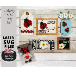 Ladybug Tiered Tray Set SVG File Digital Laser Wood Glowforge template