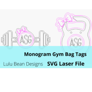 Gym Bag Bogg Bag Tags Monogram Monogrammed Kit Wood Glowforge SVG File Digital Cut Laser Cutting
