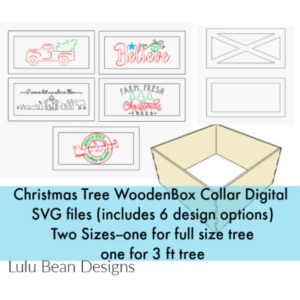 Christmas Tree Box Collar with Multiple Design Options Wooden Digital Cut File Laser Wood Cutting svg