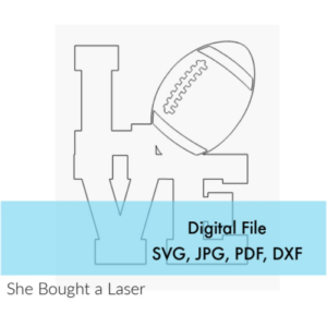 Football Love Door Hanger Template Sign Digital Cut File Laser Wood cutting svg dxf pdf jpg