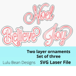 Christmas Word Ornament SVG Digital File Shiplap Option Believe Joy Noel Wood Laser Glowforge Cut File