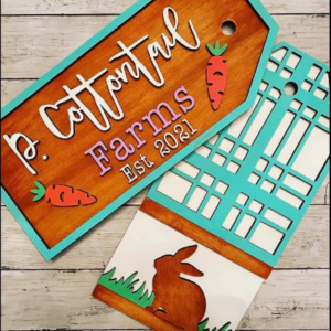 Easter Plaid Door Tags Peter Cottontail Sign SVG File Digital Laser Wood Glowforge template