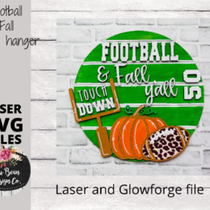 Football and Fall Y’all Leopard Pumpkin Door Hanger SVG laser file  Wood Digital Cutting Glowforge