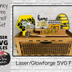 Bee Themed Decor Shelf Sitter Set SVG Wood Glowforge Digital Cut File Laser Wood Cutting Interchangeable