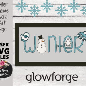 Winter Word Art Snowman Rectangle Sign SVG File Digital Laser Wood Glowforge template