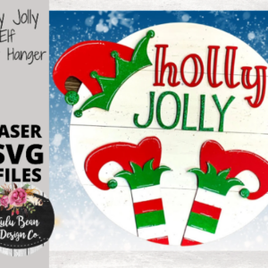 Christmas Elf Legs Shoes and Hat Holly Jolly Door Hanger SVG laser file Digital Cut File Wood Cutting template