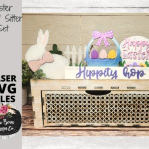 Easter Spring Bunny Decor Shelf Sitter Set SVG Wood Glowforge Digital Cut File Laser Wood Cutting Interchangeable
