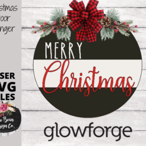 Merry Christmas Stripe Door Hanger SVG Digital Cut File Laser Glowforge Wood Cutting round
