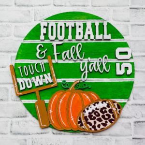 Football and Fall Y’all Leopard Pumpkin Door Hanger SVG laser file  Wood Digital Cutting Glowforge