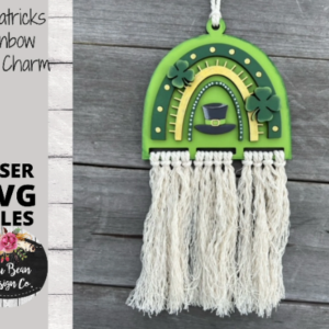 St Patricks Day Clover Rainbow Macrame Car Charm SVG laser Glowforge File Digital