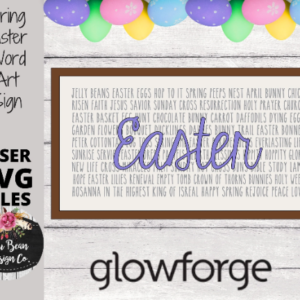 Easter Spring Eggs Engraved Word Sign SVG Digital Cut File Laser Glowforge Wood