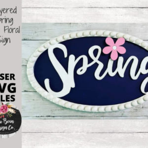 Spring Floral Oval Sign Door Hanger SVG File Digital Laser Wood Glowforge template