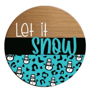 Snowman Leopard Pattern Let it Snow Round Door Hanger SVG laser file Wood Digital Cutting Glowforge
