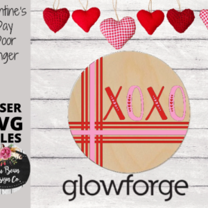 Valentine’s DayXOXO Kisses Hugs Stripe Plaid Door Hanger Digital Cut Files Laser Wood Cutting SVG template round