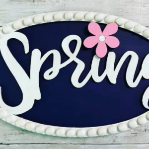 Spring Floral Oval Sign Door Hanger SVG File Digital Laser Wood Glowforge template