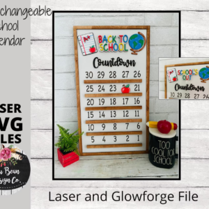 School Countdown Calendar SVG Interchangeable Laser file Wood Digital Cutting Glowforge