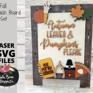 Fall Autumn Thanksgiving Interchangeable Chalkboard Sandwich Board Set SVG file Digital Cut File Laser Wood Cutting template