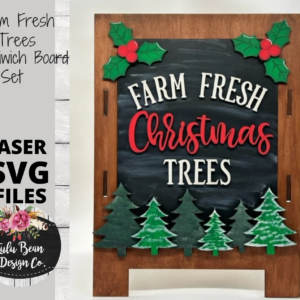 Farm Fresh Trees Christmas Interchangeable Chalkboard Sandwich Board Set SVG file Digital Cut File Laser Wood Cutting template