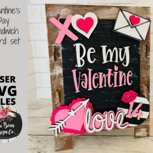Valentine’s Day Interchangeable Chalkboard Sandwich Board Set SVG file Digital Cut File Laser Wood Cutting template