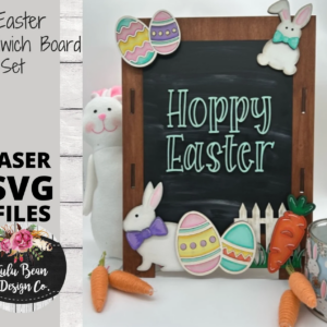 Hoppy Easter Interchangeable Chalkboard Sandwich Board Set SVG file Digital Cut File Laser Wood Cutting template
