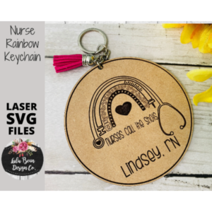 Rainbow Nurse Keychains Digital Cut File Laser Wood Round cutting SVG template