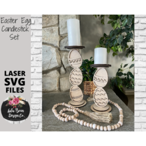 Easter Egg Candlestick Set of 2 SVG Digital Cut File Laser Glowforge Wood cutting template