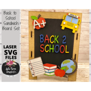 Back to School Interchangeable Chalkboard Sandwich Board Set SVG file Digital Cut File Laser Wood Cutting template