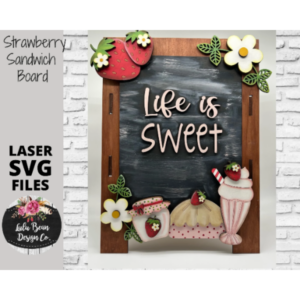 Strawberry Picking Interchangeable Chalkboard Sandwich Board Set SVG file Digital Cut File Laser Wood Cutting template