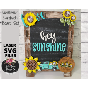 Sunflower Interchangeable Chalkboard Sandwich Board Set SVG file Digital Cut File Laser Wood Cutting template