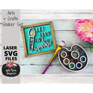 Art Palette Arts and Crafts Shaker Frame Set Sign SVG File Digital Laser Wood Glowforge template