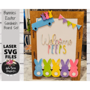 Bunnies Easter Interchangeable Chalkboard Sandwich Board Set SVG file Digital Cut File Laser Wood Cutting template