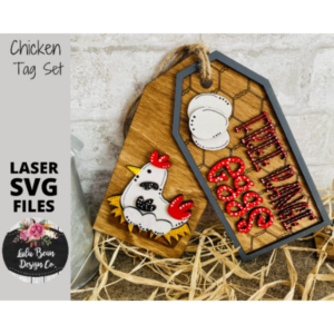 Chicken Farm Coop themed decor tags Sign SVG File Digital Laser Wood Glowforge template engraved