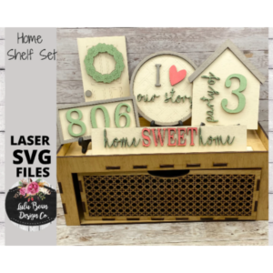 Home and Family Decor Shelf Sitter Set SVG Wood Glowforge Digital Cut File Laser Wood Cutting Interchangeable