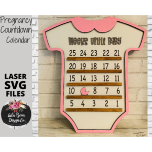 Pregnancy Baby Weeks Countdown Calendar SVG laser file Wood Digital Cutting Glowforge