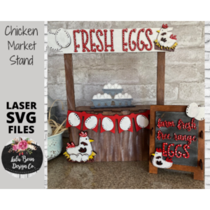 Chicken Market Stand Interchangeable SVG laser file Wood Digital Cutting Glowforge