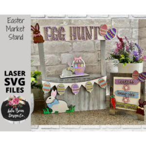 Easter Egg Hunt Market Stand Interchangeable SVG laser file Wood Digital Cutting Glowforge