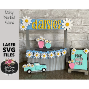 Daisy Market Stand Interchangeable SVG laser file Wood Digital Cutting Glowforge