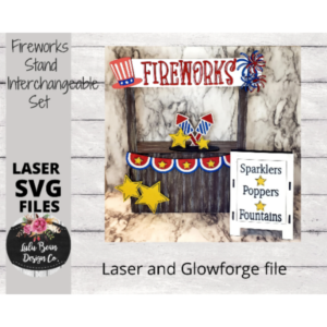 Fireworks Market Stand Interchangeable SVG laser file Wood Digital Cutting Glowforge