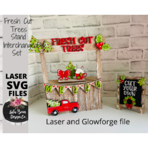 Fresh Cut Christmas Trees Market Stand Interchangeable SVG laser file Wood Digital Cutting Glowforge