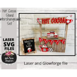Hot Cocoa Market Stand Interchangeable SVG laser file Wood Digital Cutting Glowforge