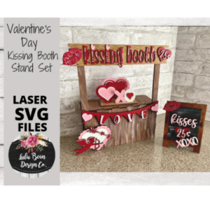 Valentine’s Day Kissing Booth Market Stand Interchangeable SVG laser file Wood Digital Cutting Glowforge