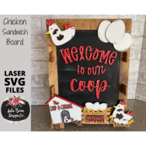Chicken Interchangeable Chalkboard Sandwich Board Set SVG file Digital Cut File Laser Wood Cutting template